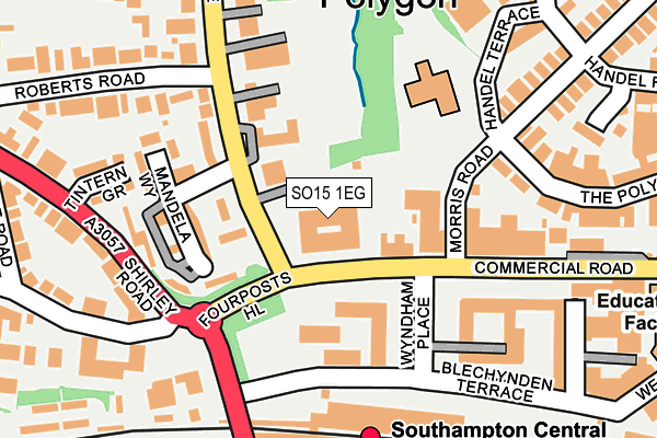 SO15 1EG map - OS OpenMap – Local (Ordnance Survey)