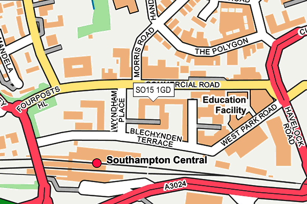 SO15 1GD map - OS OpenMap – Local (Ordnance Survey)