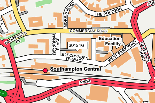 SO15 1GT map - OS OpenMap – Local (Ordnance Survey)