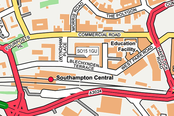 SO15 1GU map - OS OpenMap – Local (Ordnance Survey)