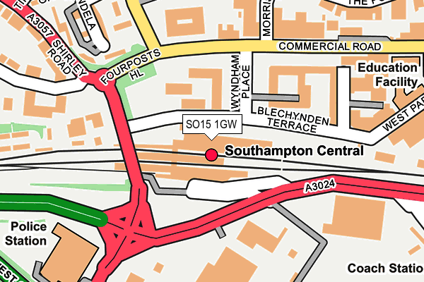 SO15 1GW map - OS OpenMap – Local (Ordnance Survey)