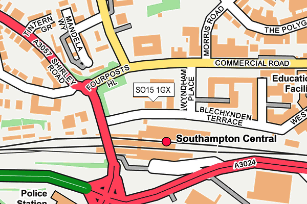 SO15 1GX map - OS OpenMap – Local (Ordnance Survey)