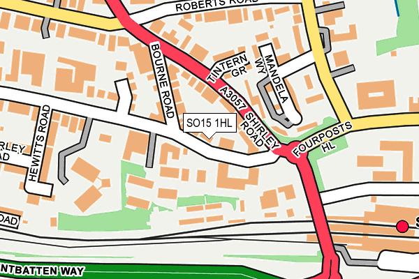 SO15 1HL map - OS OpenMap – Local (Ordnance Survey)