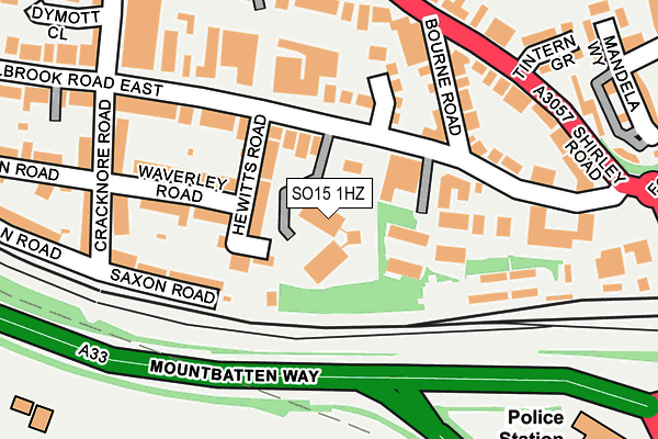 SO15 1HZ map - OS OpenMap – Local (Ordnance Survey)