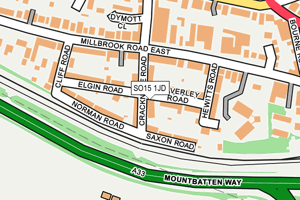 SO15 1JD map - OS OpenMap – Local (Ordnance Survey)