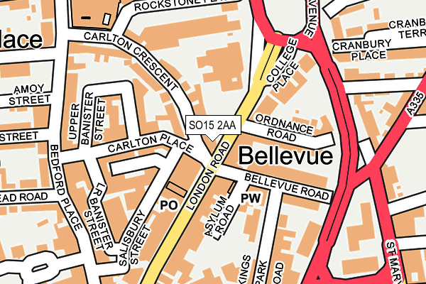 SO15 2AA map - OS OpenMap – Local (Ordnance Survey)