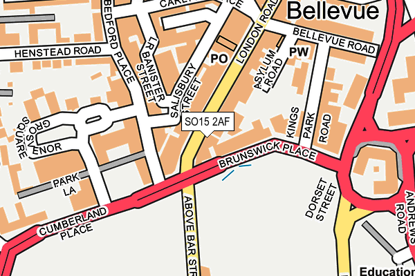 SO15 2AF map - OS OpenMap – Local (Ordnance Survey)