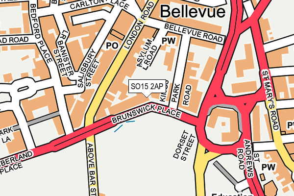 SO15 2AP map - OS OpenMap – Local (Ordnance Survey)