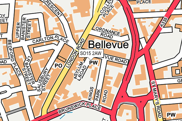SO15 2AW map - OS OpenMap – Local (Ordnance Survey)