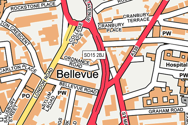 SO15 2BJ map - OS OpenMap – Local (Ordnance Survey)