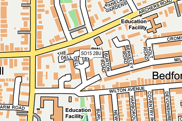 SO15 2BU map - OS OpenMap – Local (Ordnance Survey)