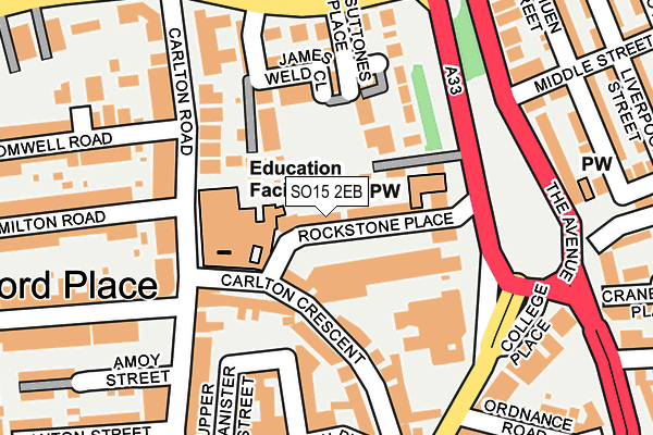 SO15 2EB map - OS OpenMap – Local (Ordnance Survey)