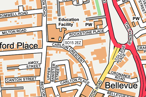 SO15 2EZ map - OS OpenMap – Local (Ordnance Survey)