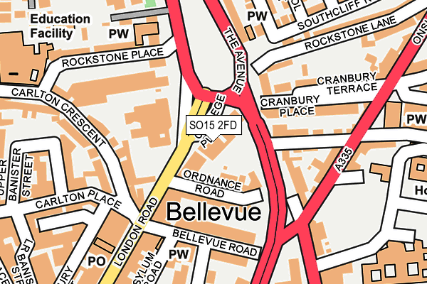 SO15 2FD map - OS OpenMap – Local (Ordnance Survey)