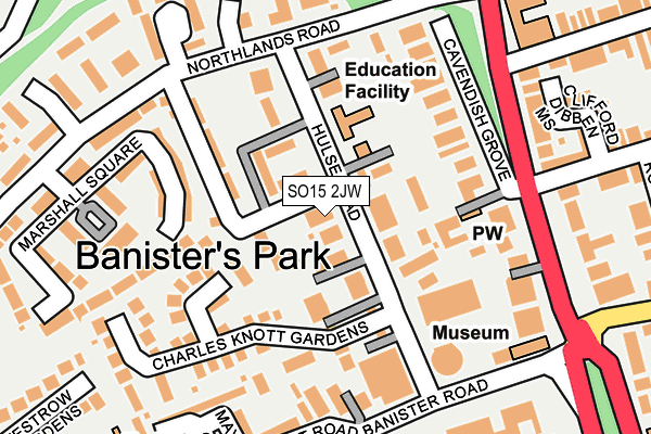 SO15 2JW map - OS OpenMap – Local (Ordnance Survey)