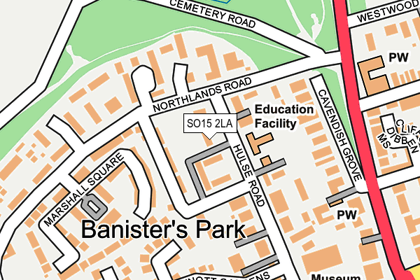 SO15 2LA map - OS OpenMap – Local (Ordnance Survey)