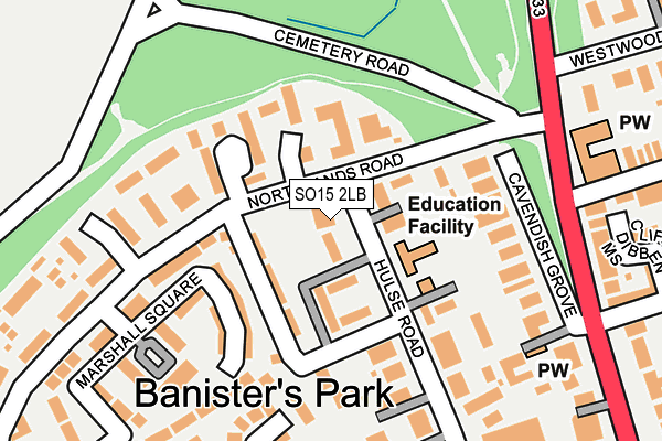 SO15 2LB map - OS OpenMap – Local (Ordnance Survey)