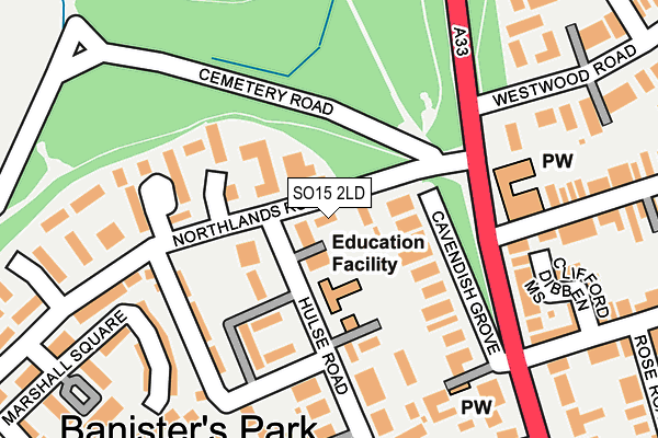 SO15 2LD map - OS OpenMap – Local (Ordnance Survey)