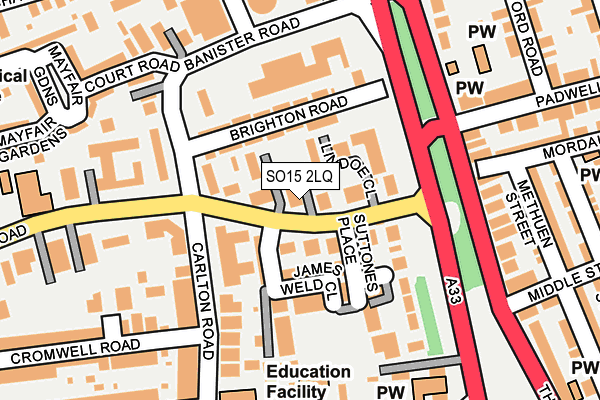 SO15 2LQ map - OS OpenMap – Local (Ordnance Survey)