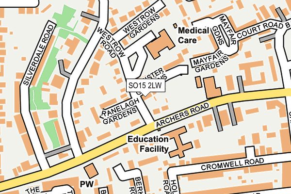 SO15 2LW map - OS OpenMap – Local (Ordnance Survey)