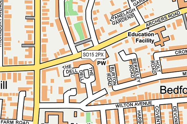 SO15 2PX map - OS OpenMap – Local (Ordnance Survey)