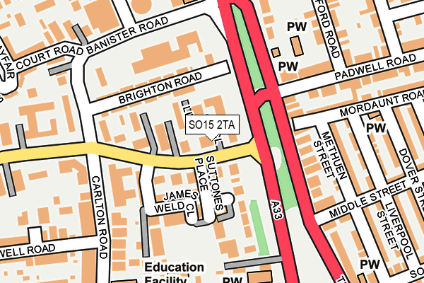 SO15 2TA map - OS OpenMap – Local (Ordnance Survey)