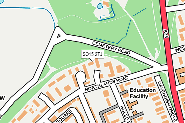 SO15 2TJ map - OS OpenMap – Local (Ordnance Survey)