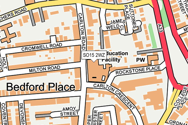 SO15 2WZ map - OS OpenMap – Local (Ordnance Survey)