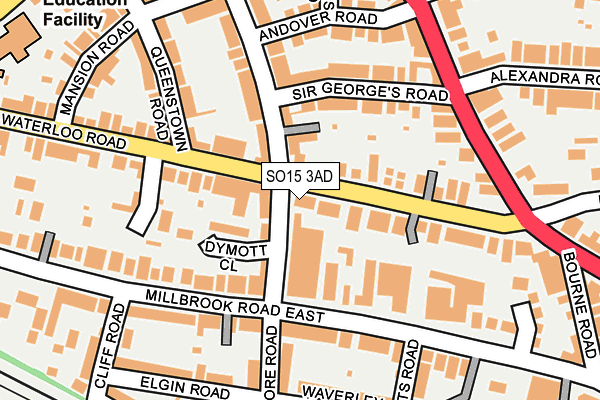 SO15 3AD map - OS OpenMap – Local (Ordnance Survey)