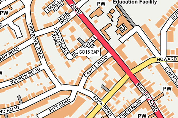 SO15 3AP map - OS OpenMap – Local (Ordnance Survey)