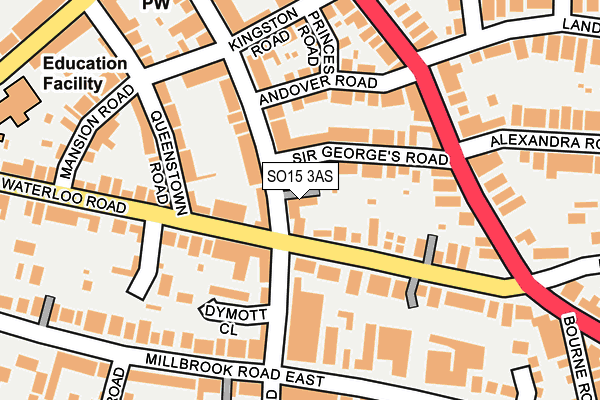 SO15 3AS map - OS OpenMap – Local (Ordnance Survey)