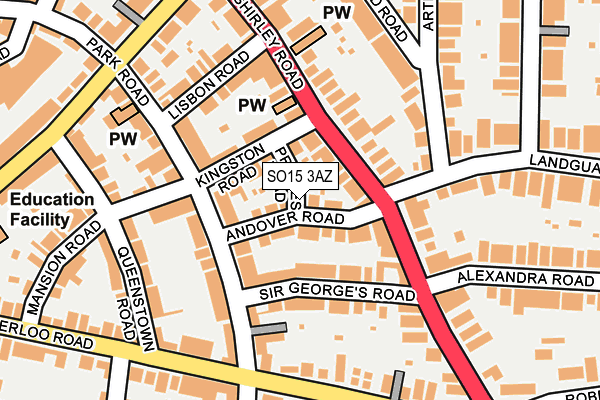 SO15 3AZ map - OS OpenMap – Local (Ordnance Survey)