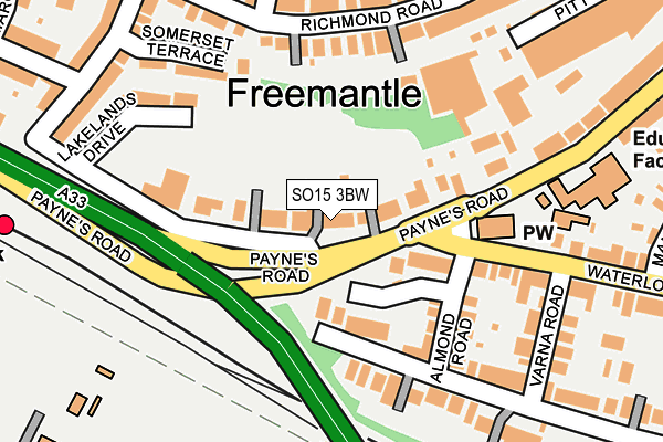 SO15 3BW map - OS OpenMap – Local (Ordnance Survey)