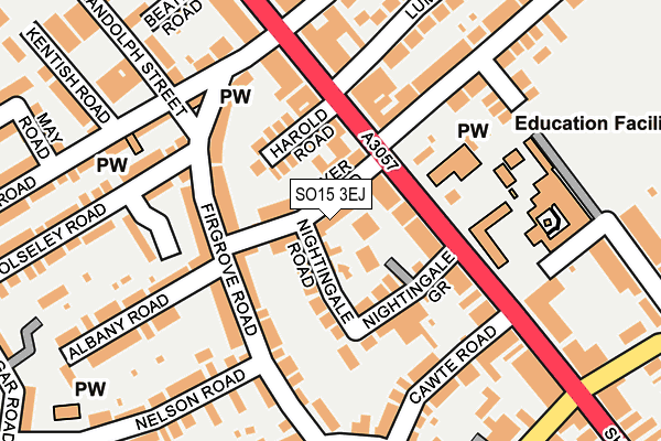 SO15 3EJ map - OS OpenMap – Local (Ordnance Survey)