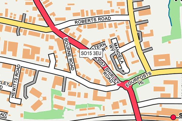 SO15 3EU map - OS OpenMap – Local (Ordnance Survey)