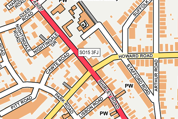 SO15 3FJ map - OS OpenMap – Local (Ordnance Survey)