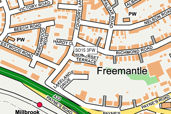 SO15 3FW map - OS OpenMap – Local (Ordnance Survey)
