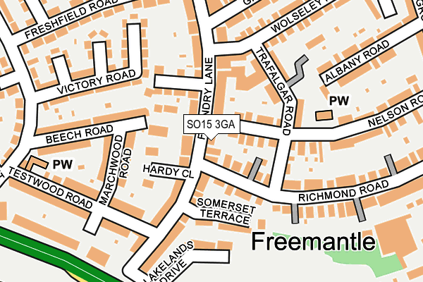 SO15 3GA map - OS OpenMap – Local (Ordnance Survey)