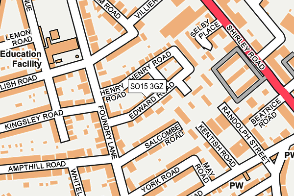 SO15 3GZ map - OS OpenMap – Local (Ordnance Survey)