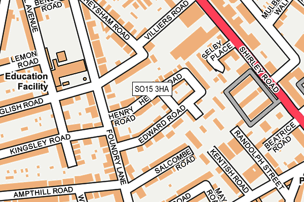 SO15 3HA map - OS OpenMap – Local (Ordnance Survey)