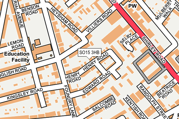 SO15 3HB map - OS OpenMap – Local (Ordnance Survey)