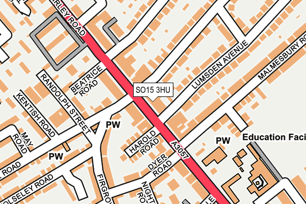 SO15 3HU map - OS OpenMap – Local (Ordnance Survey)