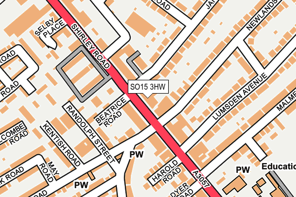 SO15 3HW map - OS OpenMap – Local (Ordnance Survey)