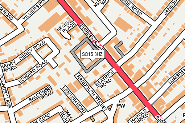 SO15 3HZ map - OS OpenMap – Local (Ordnance Survey)