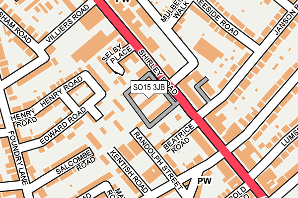 SO15 3JB map - OS OpenMap – Local (Ordnance Survey)