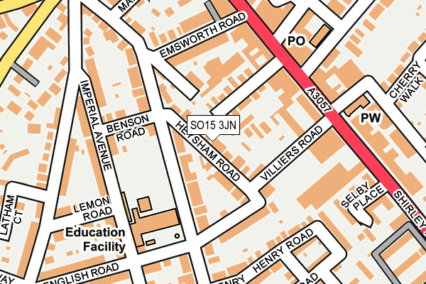 SO15 3JN map - OS OpenMap – Local (Ordnance Survey)