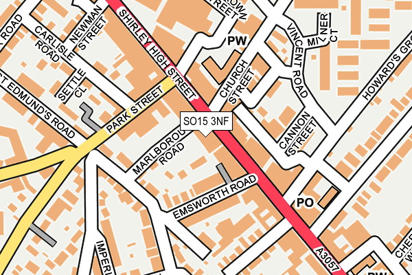SO15 3NF map - OS OpenMap – Local (Ordnance Survey)