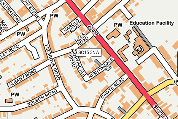 SO15 3NW map - OS OpenMap – Local (Ordnance Survey)