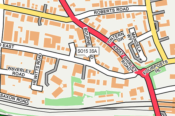 SO15 3SA map - OS OpenMap – Local (Ordnance Survey)