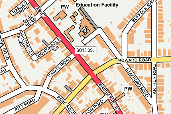 SO15 3SJ map - OS OpenMap – Local (Ordnance Survey)